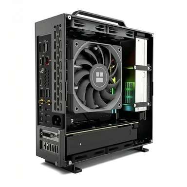Mini ITX Computer Case for Dual Slot GPU 1U PSU All-Aluminum Small Form Factor Chassis