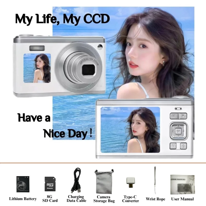 

Цифровая камера 60 миллионов пикселей, 4K HD, телескопический объектив с 16-кратным зумом, камеры высокой четкости с автоматическим функцией и двойным экраном, камера с защитой от сотрясений