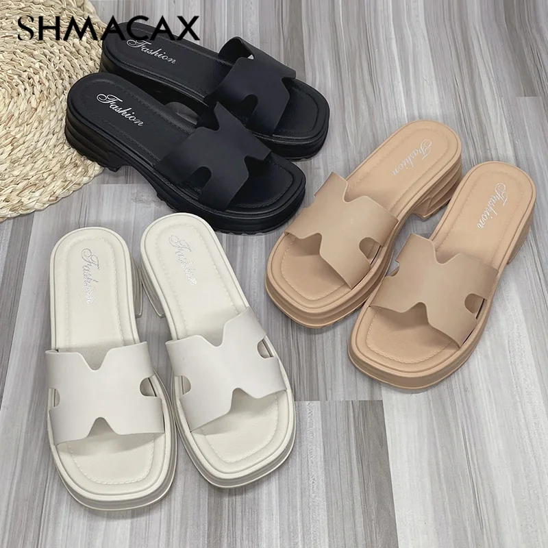 Fashionable One-Line Non-Slip Thick Sole Waterproof Casual Slippers Sandals For Women