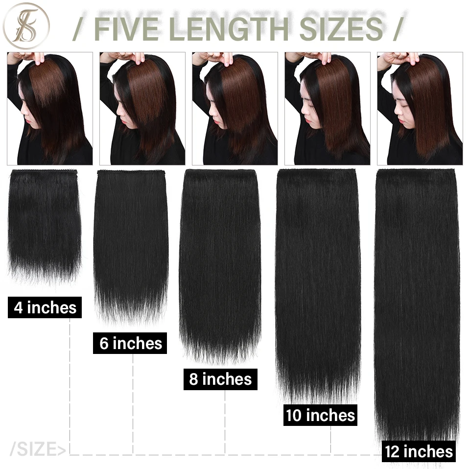 TESS Hair Clip Natural Hair Extensions Clip In Human Hair Extensions 12Inch Hairpiece Replenish Hair Volume Clip In Natural Hair