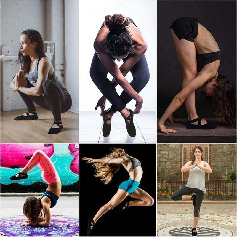 Ladies Yoga Socks Backless Double Straps Non-slip Silicone Printing Yoga Socks Cotton Breathable Sweat Absorption Socks