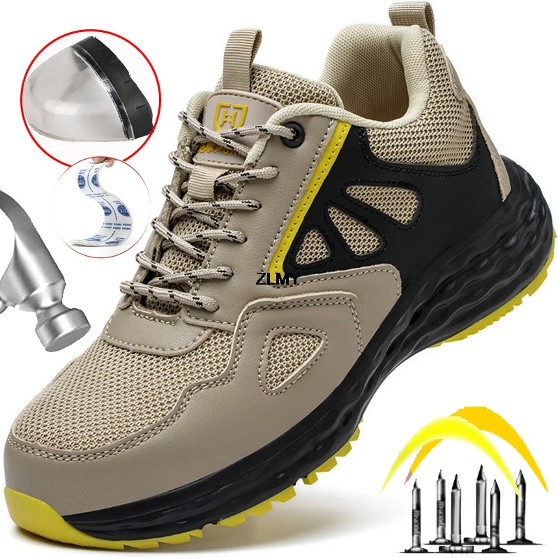 Light Men\'s Safety Shoes Insulated 6kv Work Boots Breathable Plastic Toe Footwear without Metal Man Boot Puncture Proof Sneakers