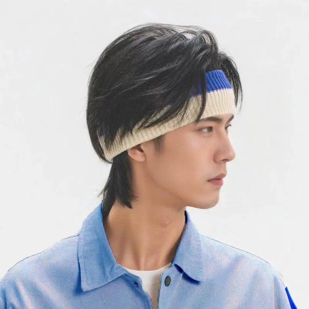 

Simple Stretchy Knitted Headband Soft Woolen Yarn Workout Headband Wide Letter Contrast Color Headwrap Boys