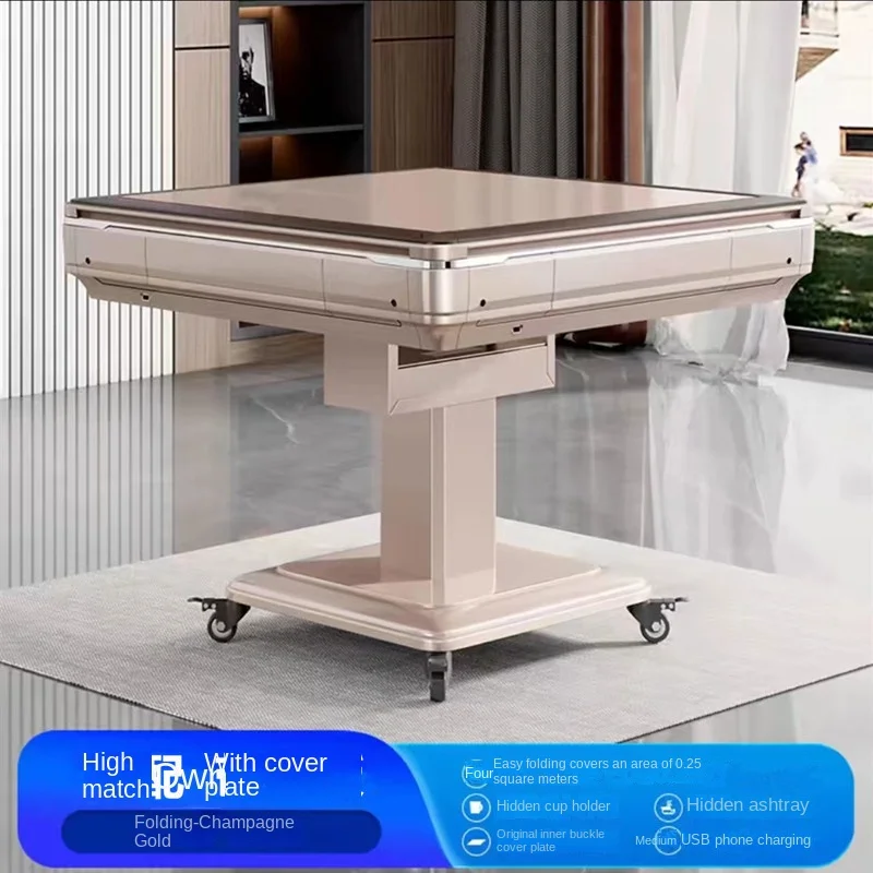 2026 New Modern Metal Mahjong Machine Full-Automatic Silent Houshold Electric Folding Poker Hemp Table 4-Player
