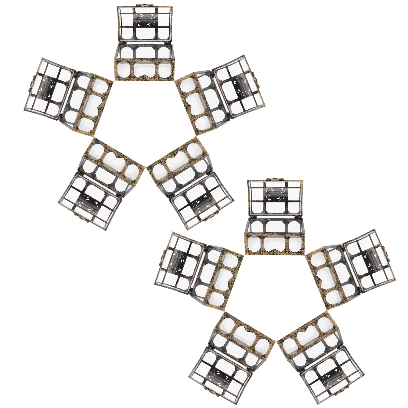 

12Pcs Treasure Chest Candy Box Wedding Party Favors Container Hollow Out Design Bronze Finish for Centerpiece Decoration