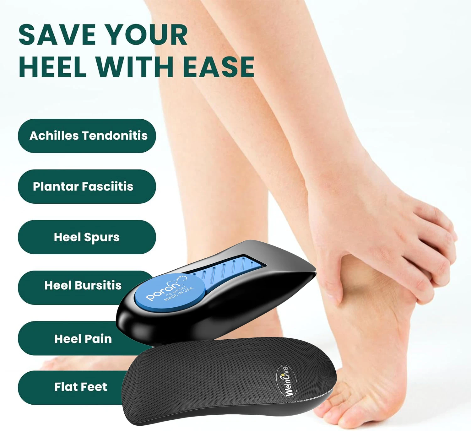 Sumifun-cojín de Gel para el talón, tazas, soporte para el arco del pie, alivia la fascitis Plantar, tendinitis de Aquiles, alivio del dolor, medias plantillas, 2 unids/par