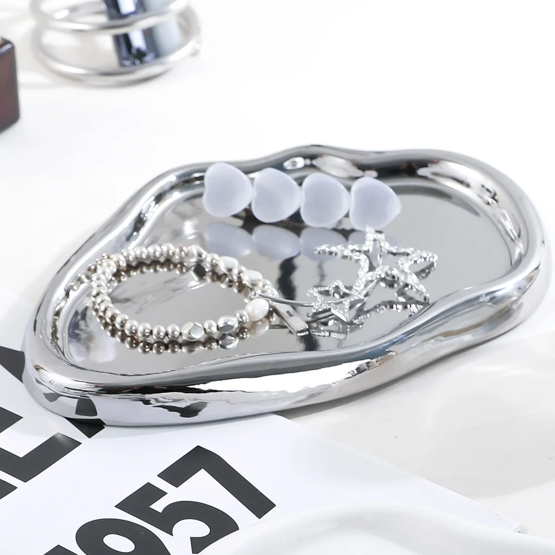 1PCCloud Shape Jewelry Tray Wave Edge Vanity Storage Plate Jewelry Display Organizer Aesthetic Photo Prop For Women Room Decor