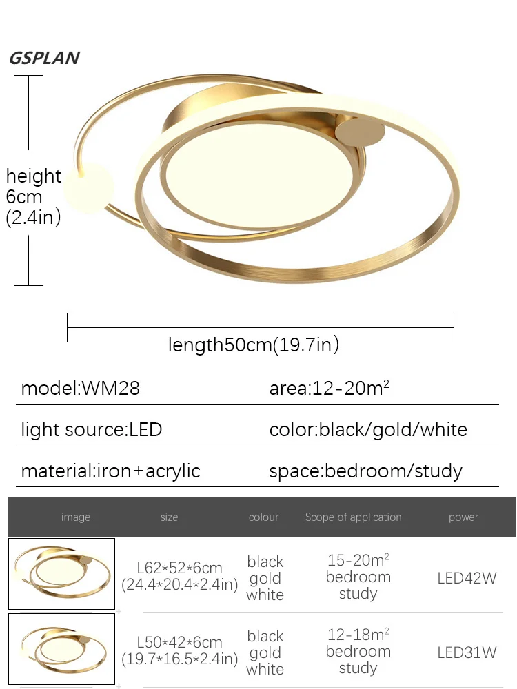 Imagem -05 - Anel de Ouro Design Simples Lâmpada de Controle Remoto Modern Led Lâmpada Pingente para o Quarto Sala de Estar Cozinha Aprendizagem Lâmpada Pingente Novo