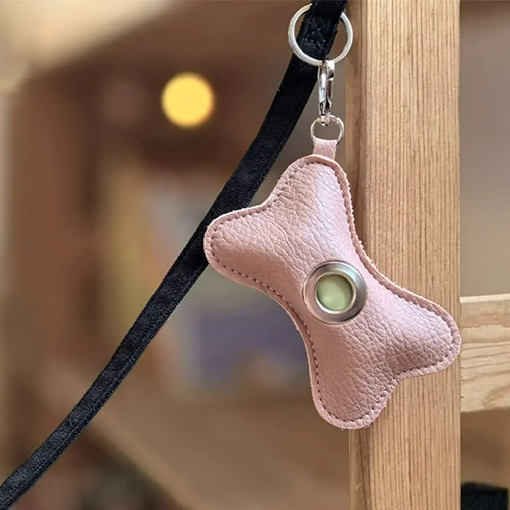 Creative Dog Poop Bag Dispenser Bone Shaped PU Leather Pet Poop Clean Bag Holder with Garbage Bag Zipper Closure