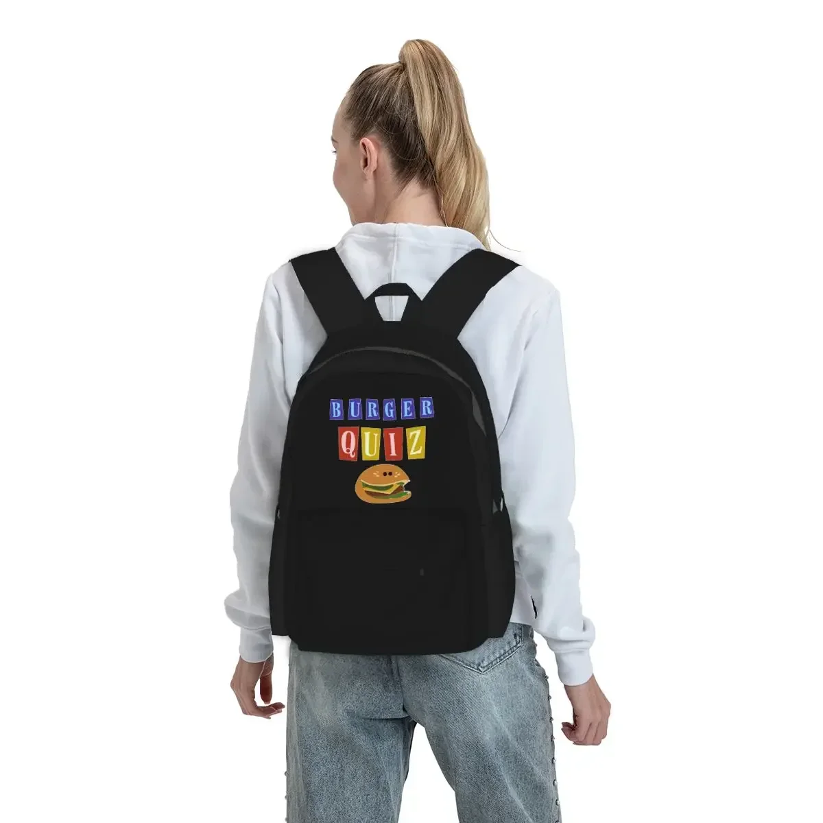 Burger Quizz New Logo Backpack Student BookBag Children School Bag Computer Shoulder Bags for Men Women