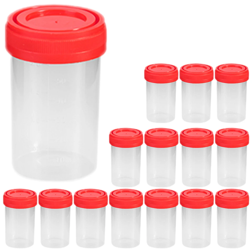 15pcs Urine Cups Testing Storage Containers Urine Sample Containers Leak Proof Pee Specimen Plastic Cups Urine Sample Jars