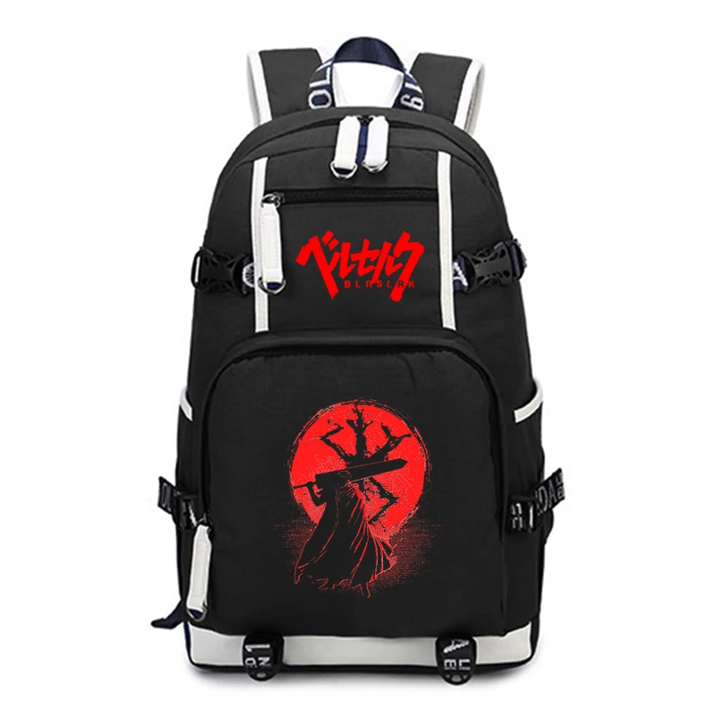 Anime Berserk Printed Teenager Laptop Backpack Men Canvas School Bag High Quality Student Backpack Usb Charge Fashion Schoolbag
