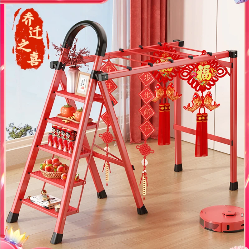 housewarming joy new home red moving step by step household telescopic folding herringbone ladder