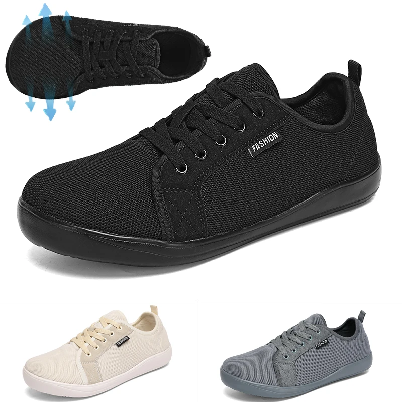 

Men's Wide Version Barefoot Sports Shoes Classic Casual Walking Shoes Fashionable Flat Bottomed Shoes Outdoor Low Cut Men's Shoe