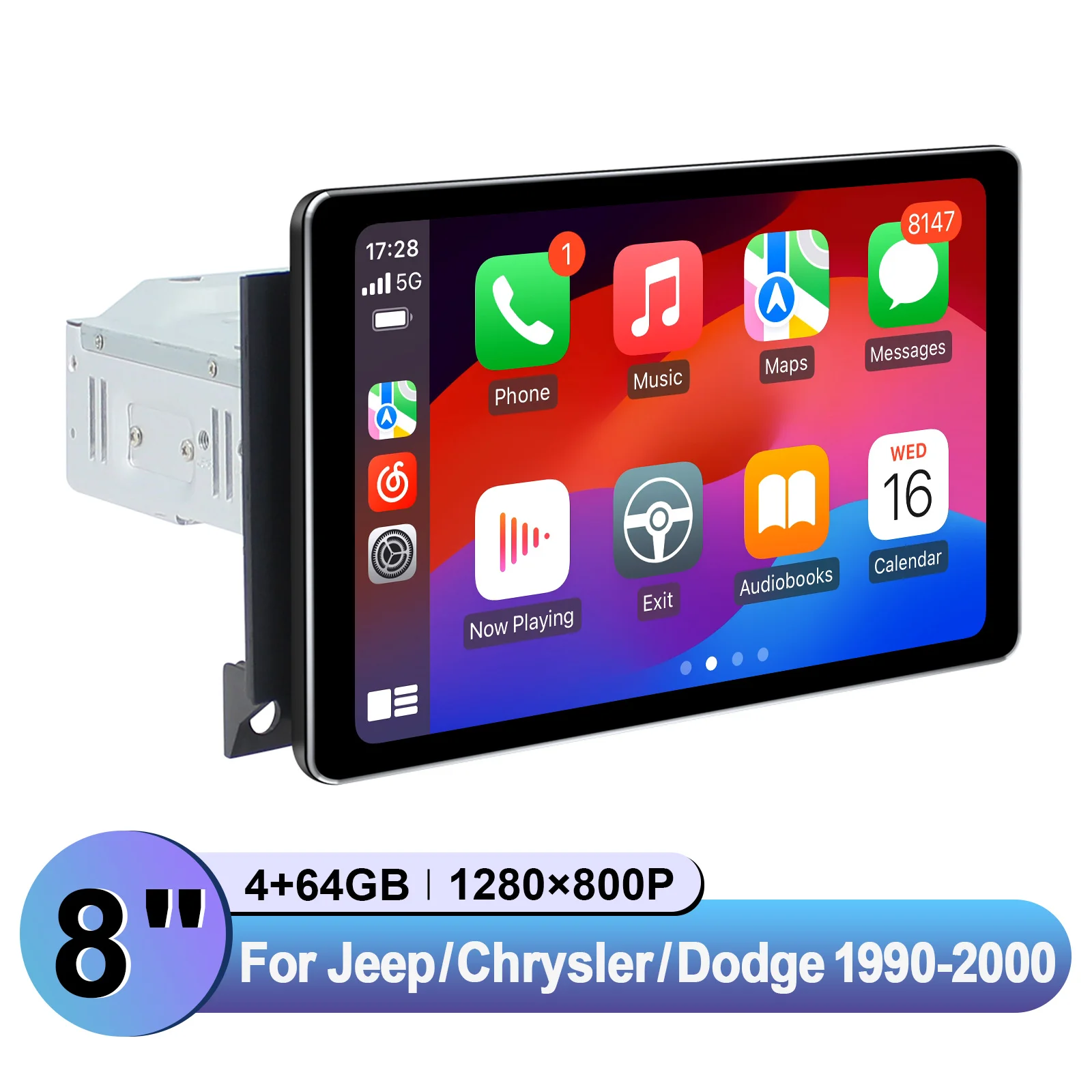 JOYING 7 "/8"/8.9 "وحدة رأس أندرويد أجهزة راديو ستيريو للسيارة لسيارة جيب/دودج/كرايسلر 1990-2000 شاشة مقسمة صورة في الصورة.