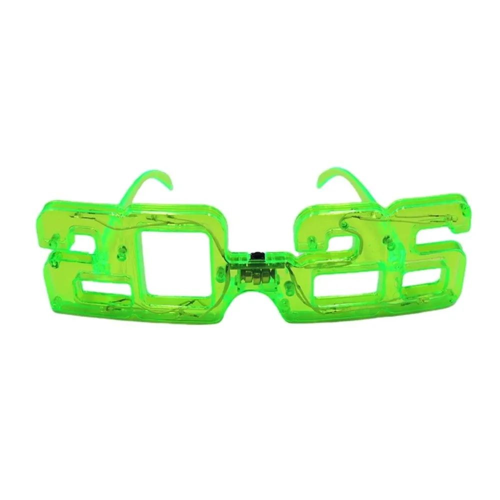 LED Glow 2026New Year Glow Glasses Square Shape Number 2026 LED Glow Glasses Colorful Light Up New Year Party Glasses
