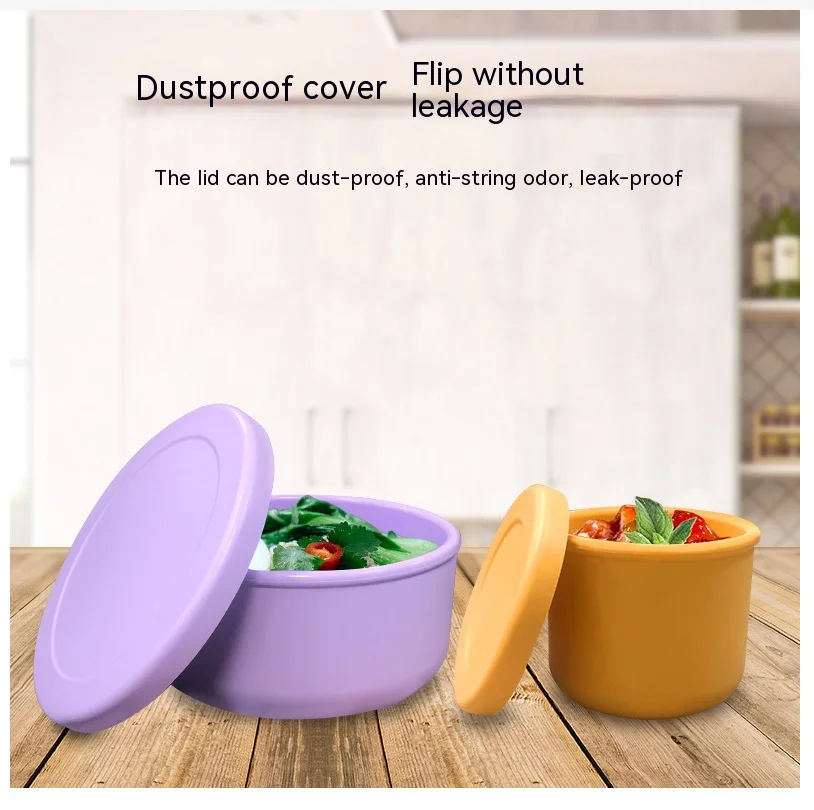 Round Silicone Lunch Box Student Lunch Box Microwaveable Lunch box Food Storage Container Silicone Leakproof Salad Bowl