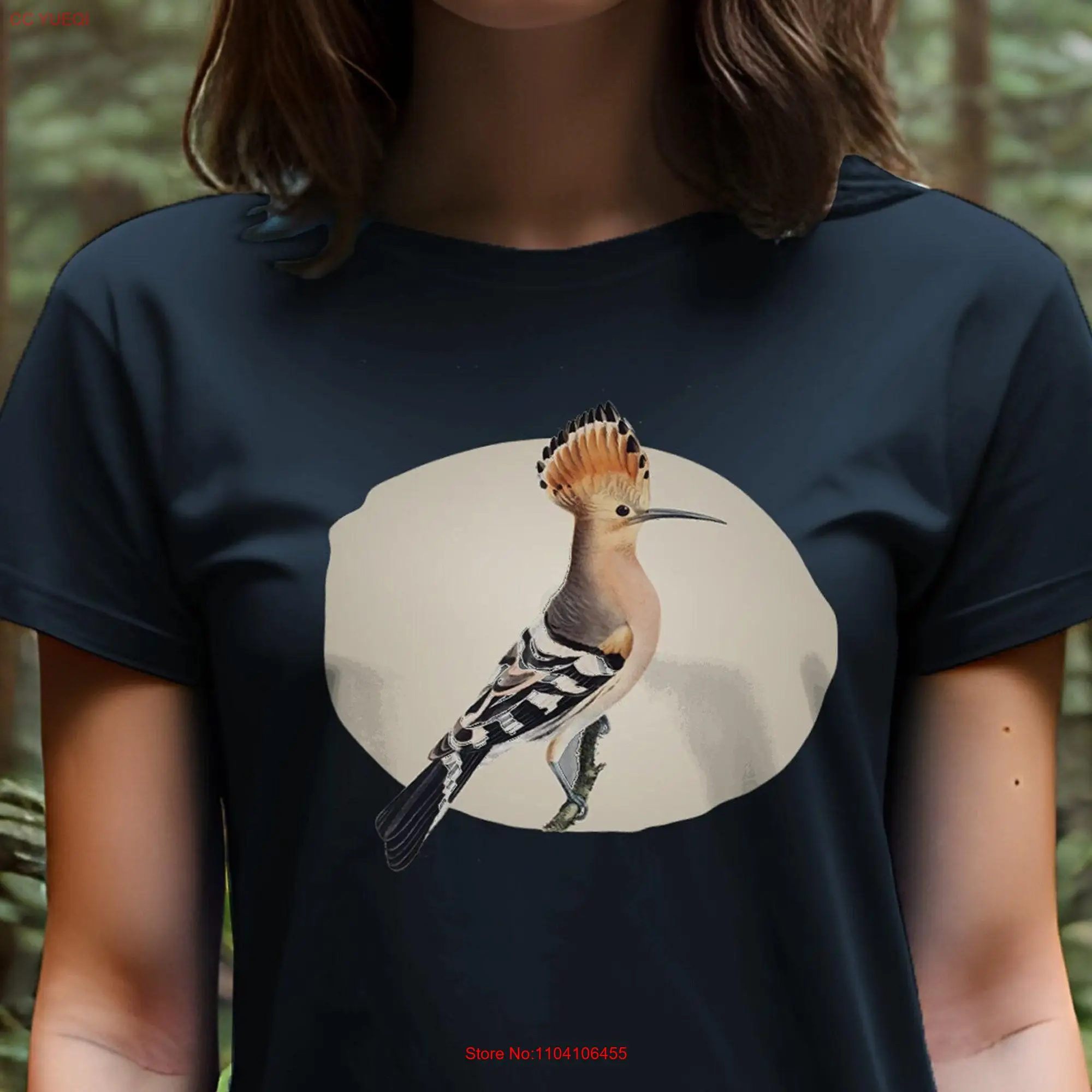 Organic Hoopoe T shirt Artist Drawn Comfy Eco Friendly Cotton Perfect for Daily Wear Sustainable Bird Lover