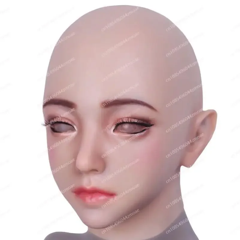 Mask adult full face silicone, fake girl surface, with male to female headgear, all-inclusive cosplay simulation for men image 4