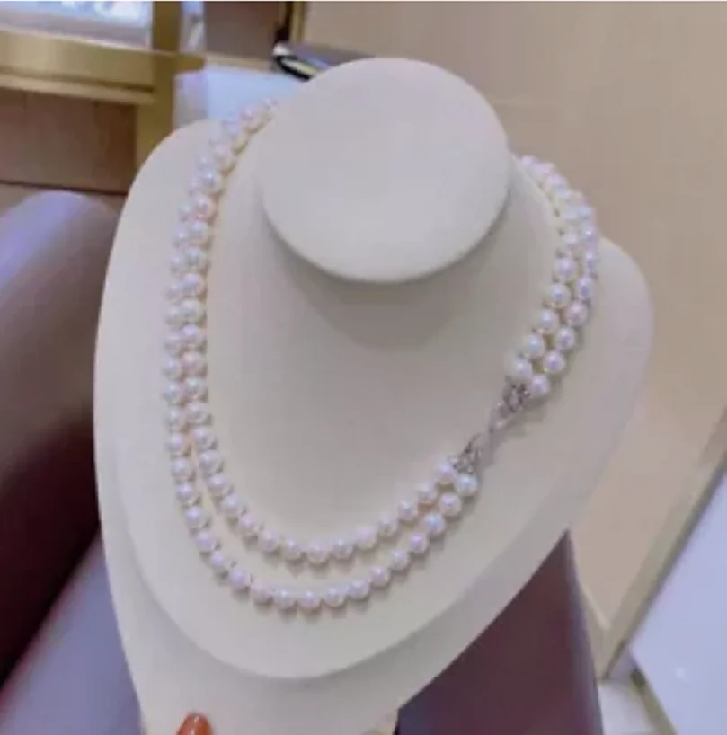 

classic two strands 8-9mm south sea round white pearl necklace 18"19"