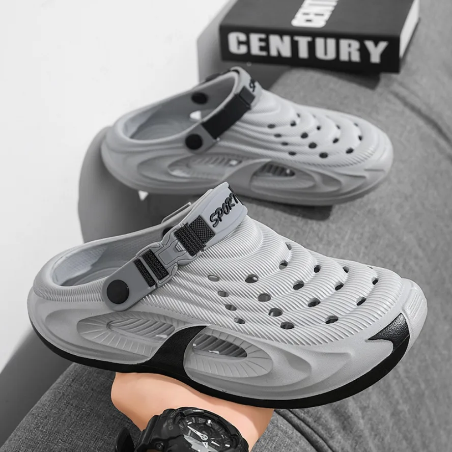 Summer Men's Shower Sandals Thick Flat EVA Slippers Non Slip Wear Resistant Footwear For Beach Pool Outdoor Daily Walking