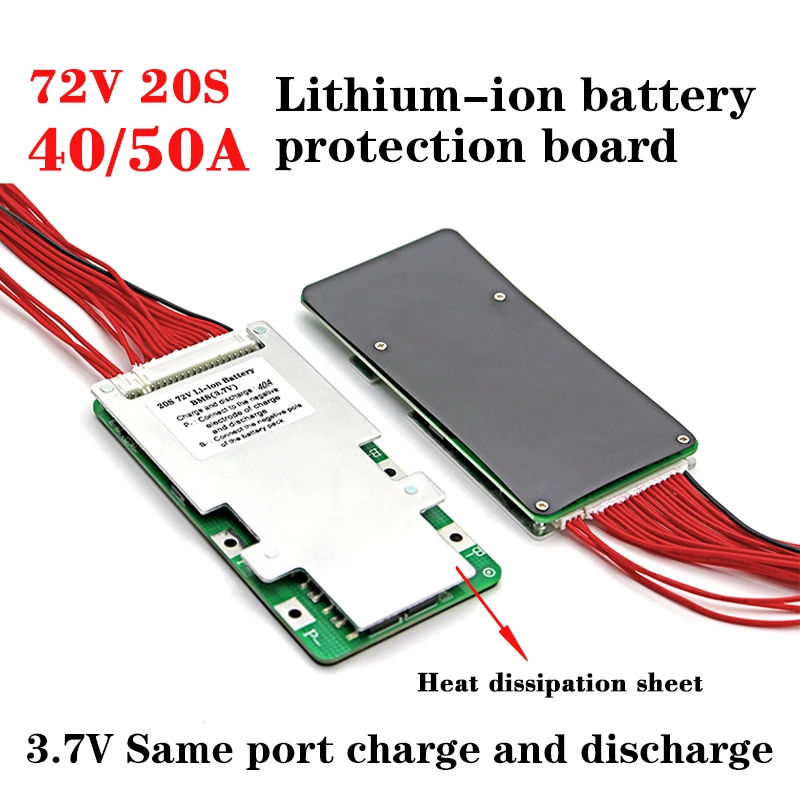 20S 72V 40A/50A Lithium polymer battery BMS Protection board 3.7V Same port PCM PCB for 72V 20 Series ebike Li-ion battery pack