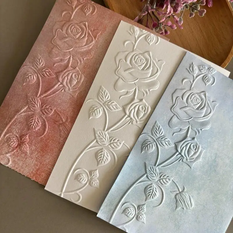 1pc New Creative Portable Relief Folder Features Exquisite Floral Decoration Painting Theme Design Create Complex Textures