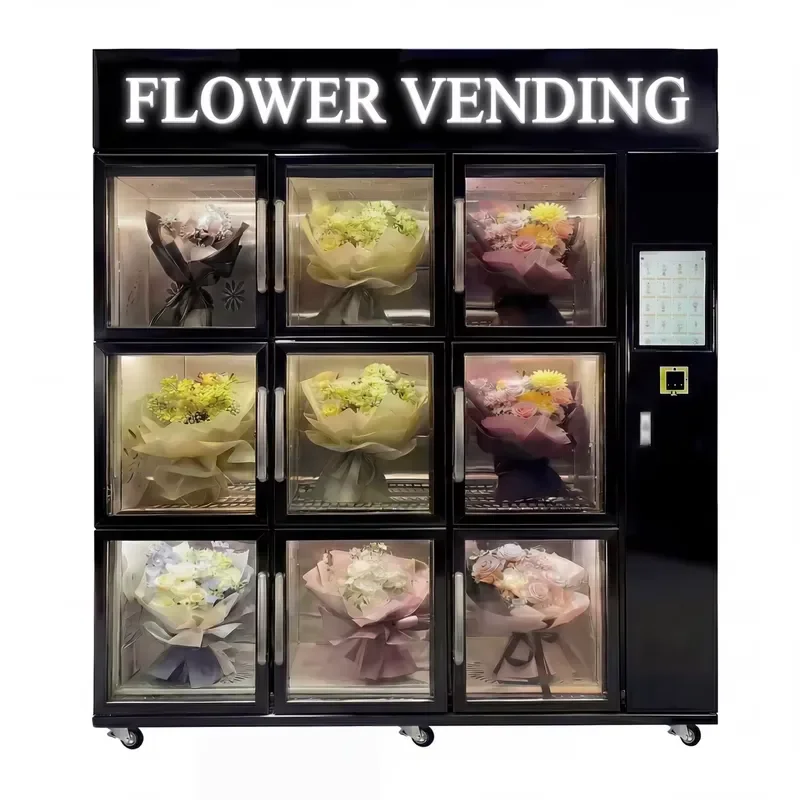 for YUNZOW VD-FV-9-B Automatic Flower Bouquet Vending Machine Refrigerated 9 Compartments 2-8 C Commercial Self Service