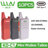 10PCS WLN KD-C1  Mini Walkie Talkie UHF 400-470 Mhz 16 Channel Type-C Charging KD-C1T Mini Handy Portable Radio