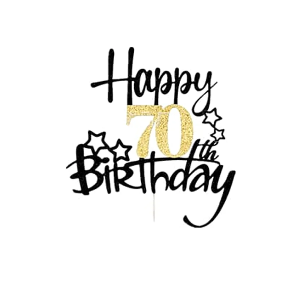 1 Stück Schwarzgold Happy 10 Birthday Cake Topper 10th 20th 30th 40th 50th 60th Loves & Wishes Partydekorationen für die Geburtstagsfeier – Detail 14