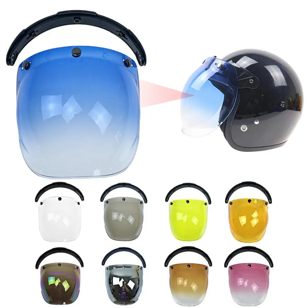 

Helmet Lens Flip Up Retro Sun Protection Anti-fog with Bracket 3-Snap Open Face Motorcycle Helmet Bubble Faceshield for Scooter