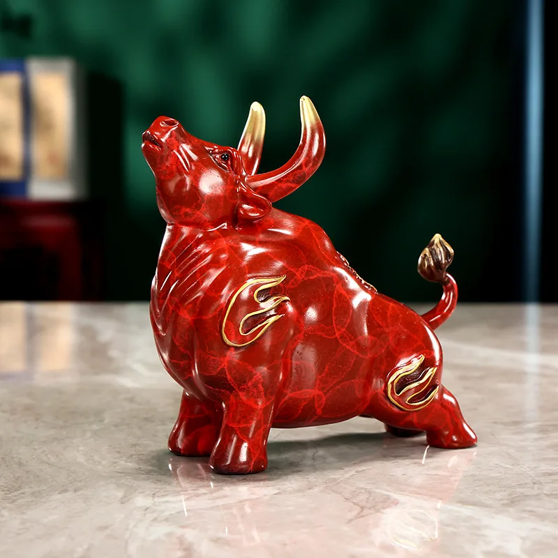 Color copper bull ornament, home office Wangshi cow desktop