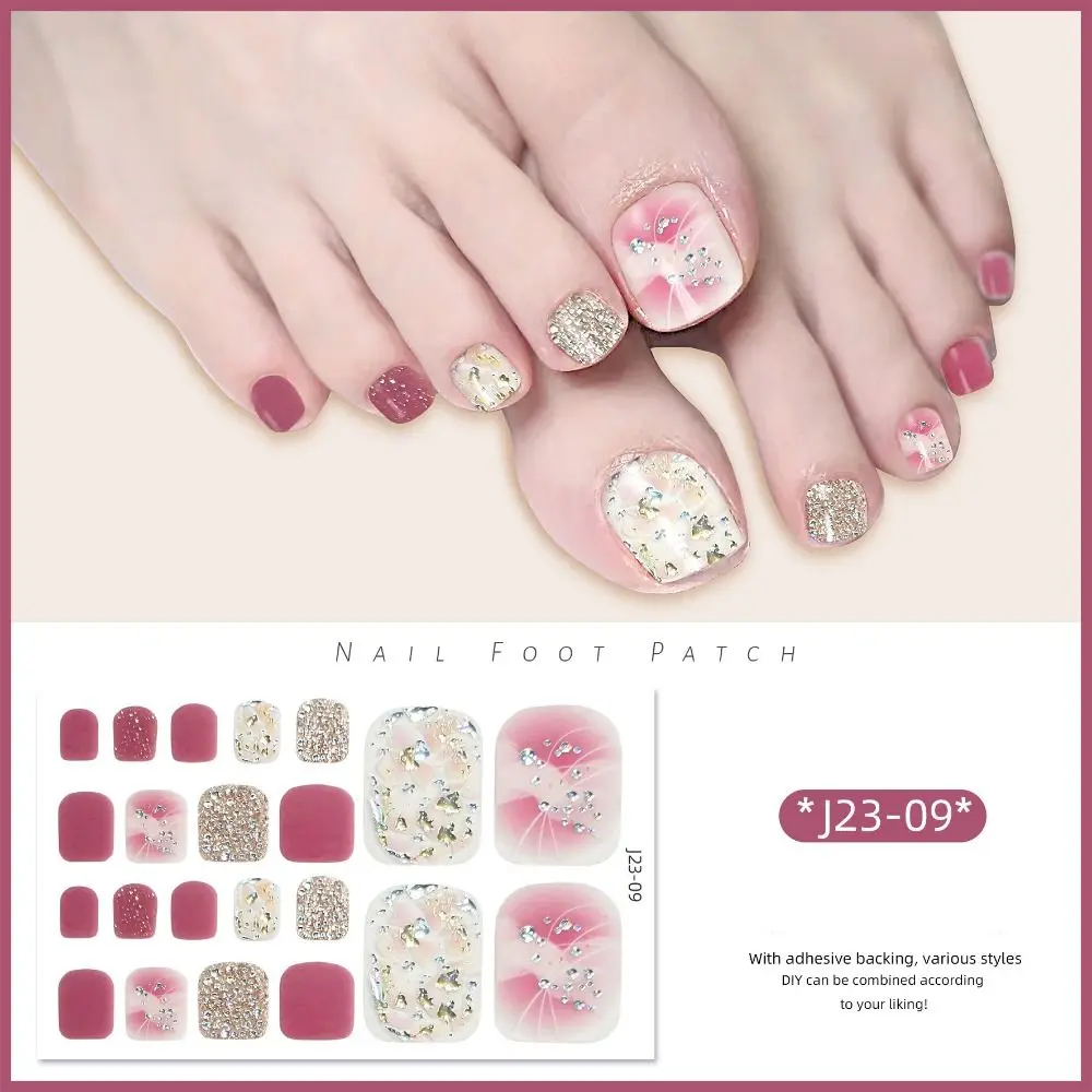 New Removable Foot Nail Stickers White Flash Fashion Toe Nail Sticker Exquisite 22 Foot Toenail Nail Stickers Foot Toe