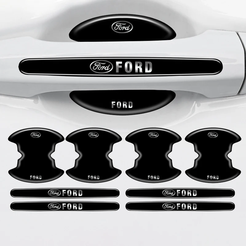 8Pcs TPU Car Door Handle Bowl Anti-scratch Sticker For Ford ST Racing RS Mustang Kuga Fiesta Fusion Mondeo Edge Transit Ecosport