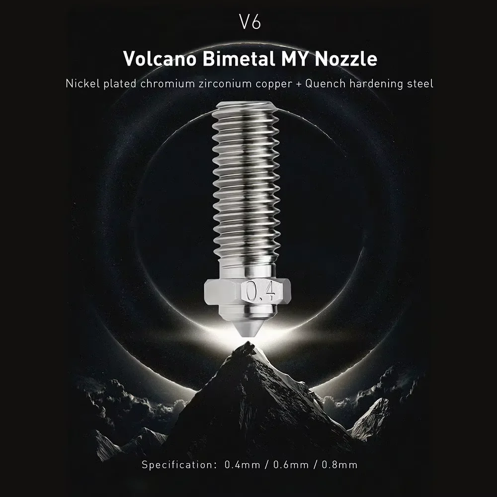 MK8/V6/Volcano MY Bimetal Nozzle 0.4/0.6/0.8mm 500°C Nozzle For V6 Ender3/CR10/SW-X1/Vyper 3d printer Hotend Nozzle