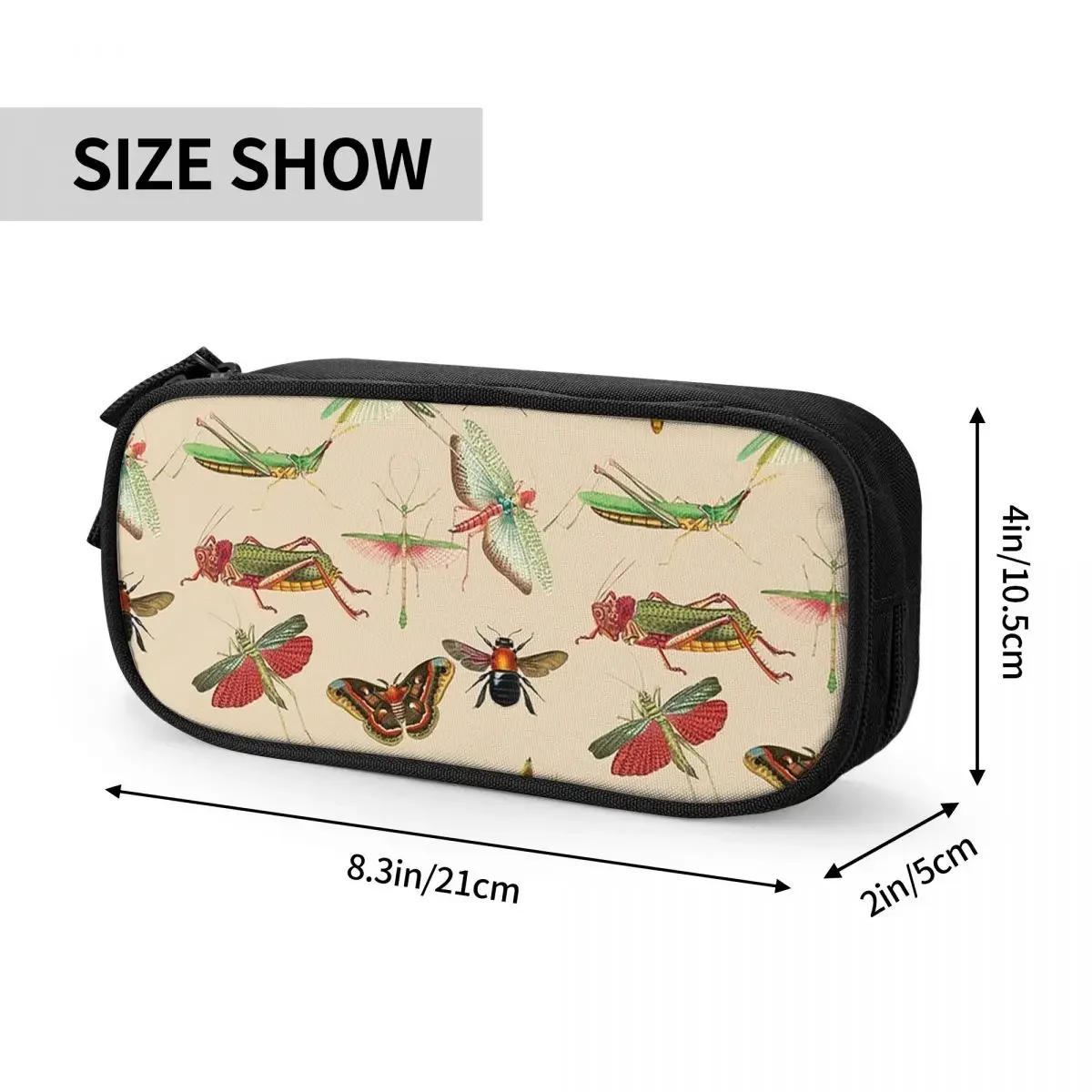 Vintage Bugs And Insects Illustration Pencil Cases for Students Gifts Pen Box Pencil Bag Large Storage Pencil Pouch Pen Holder