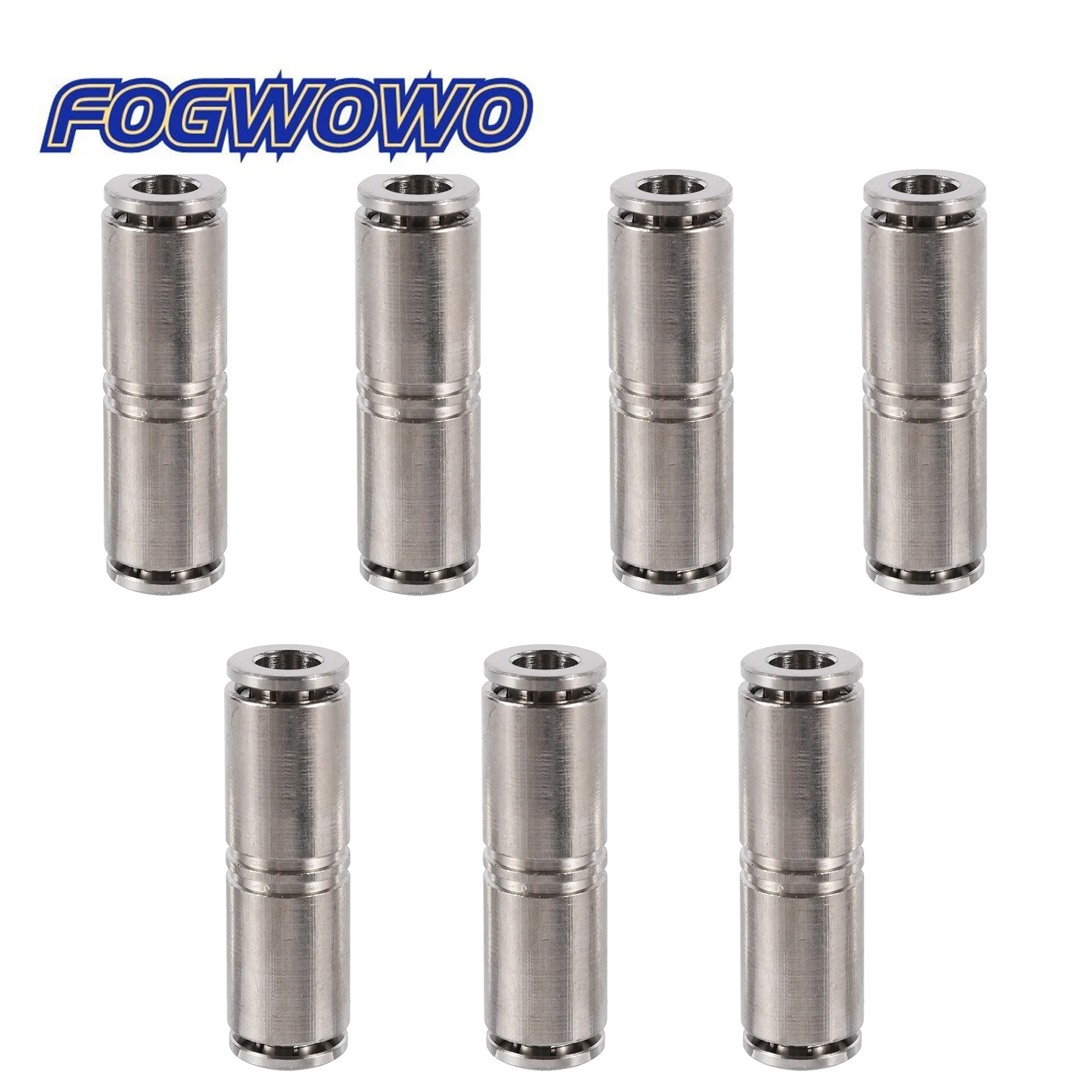 5pcs 4/6/8/10/12 mm Direct Push Connector Nickel Plated Copper Pu Tube Quick Release Pneumatic Direct Push Connection Fittings