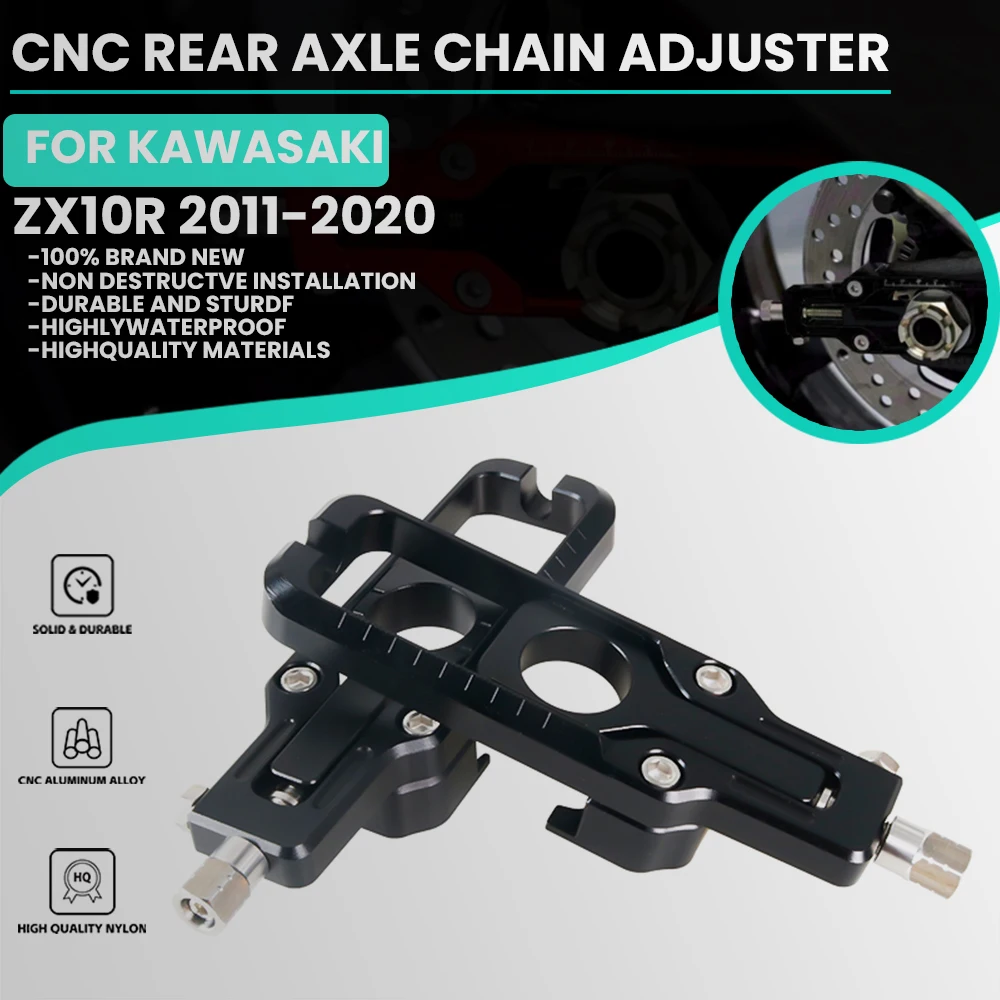 Motorcycle CNC Rear Axle Chain Adjuster TensionersFor KAWASAKI ZX10R 2011-2020 ZX-10R