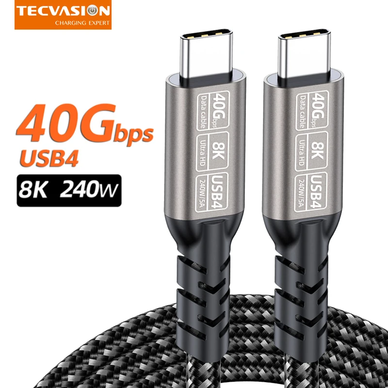 8K USB4 Type C Cable 40Gbps 240W PD3.1 QC4.0 For MacBook Samung Thunderbolt 4/3 Fast Charging Cable USB C to C Data Transfer