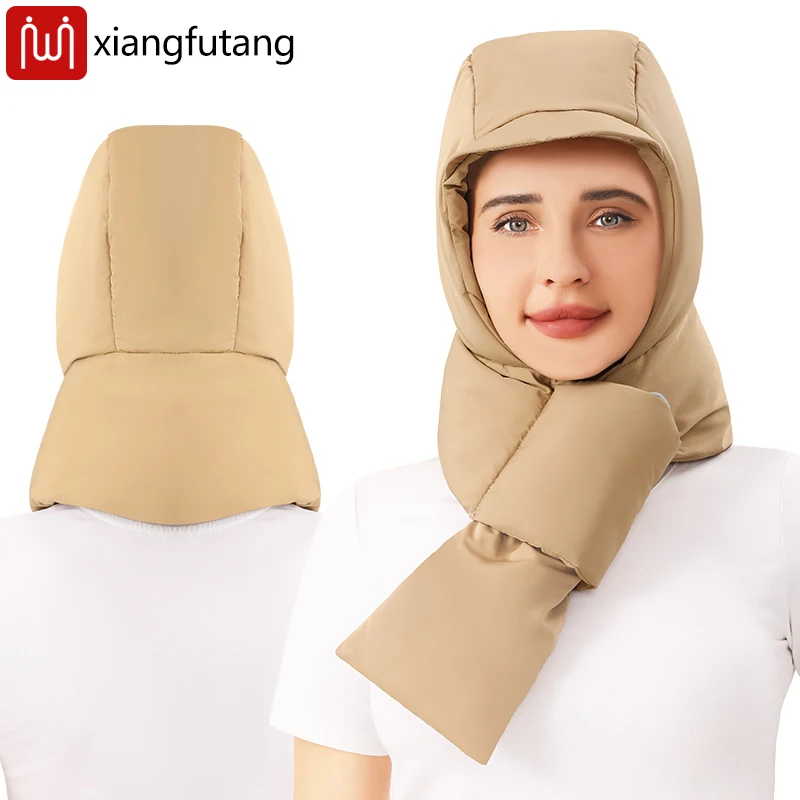 

Heated Down Hat, 3 Gear Temperature Adjustable, Head & Neck Warmth, Winter Outdoor Cycling Office Home Thermal Cap