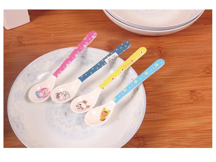 10pcs/lot Baby Spoon Set Baby Toddler Feeding Food Plastic Spoons Kitchen Tableware KC 1414