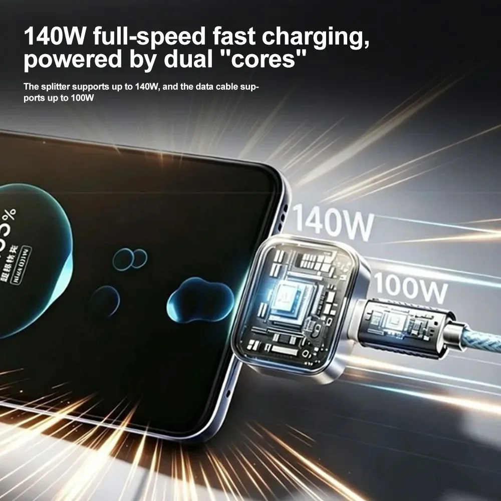 KEBIDUMEI Intelligence Full Charge Auto-Disconnect Charging Adapter 140W Fast Charge Safety Separator Automatically for Type-C