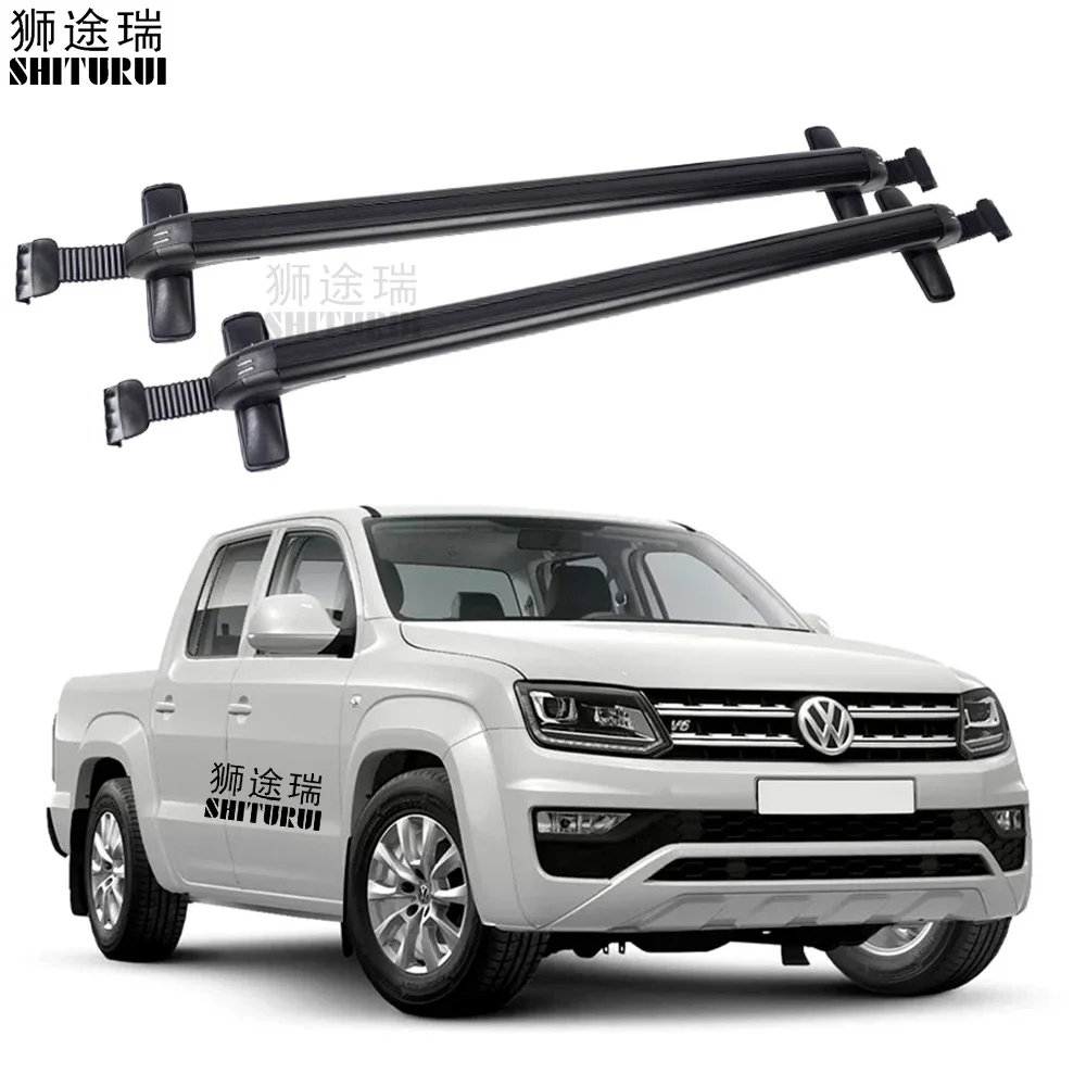 2Pcs Roof bars For Volkswagen Amarok Double Cab 4 Door Ute 2023 (Raised Rails)   Alloy Side Bars Cross Rails Roof Rack Luggage