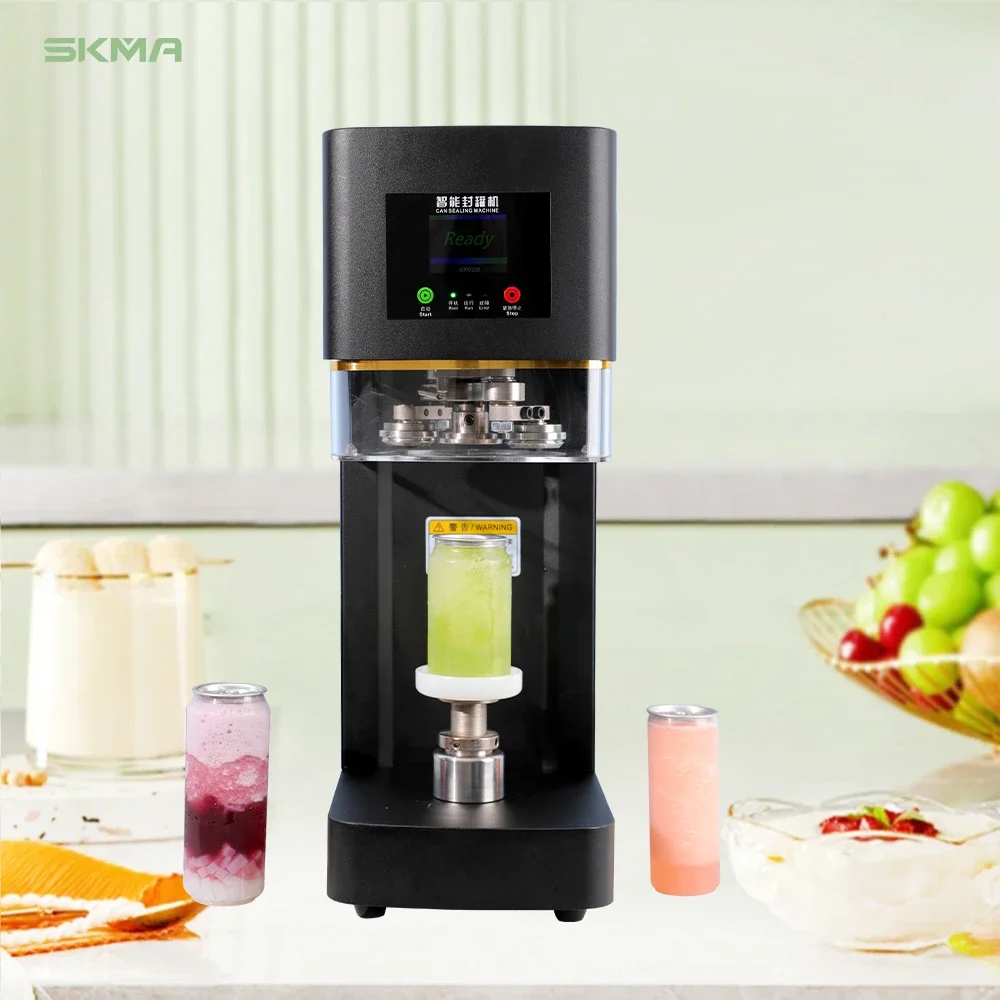 

2024 Popular Model Commercial Automatic Bubble Tea Can Seamer Non-Rotary Can Sealing Machine For Coffee Juice Soda Beer