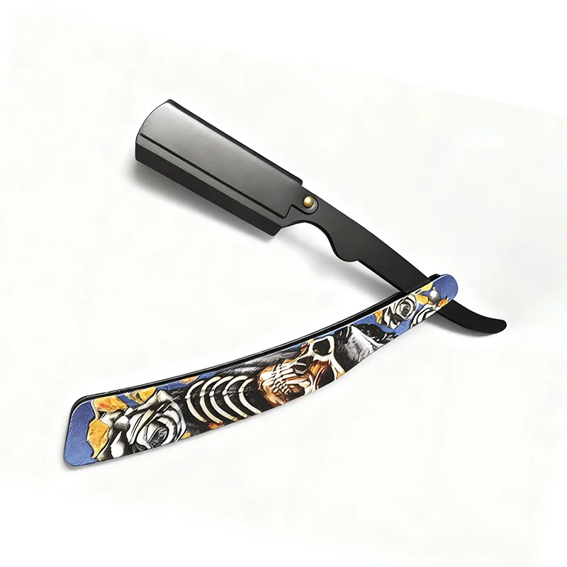 Navalha de barbeiro dobrável barbeador profissional borda reta aço inoxidável manual raspador barbeiro navalha