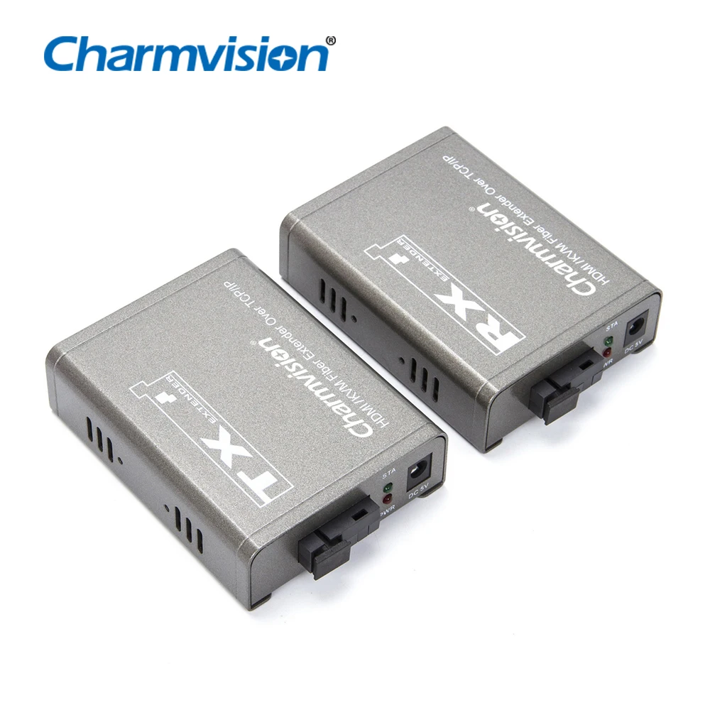 Charmvision EVO-1UH 20Km Fiber HDMI KVM Extender 4K 1080P SC FC HD Single Optic RX 3.5mm Audio Video Separation USB K/M Convert