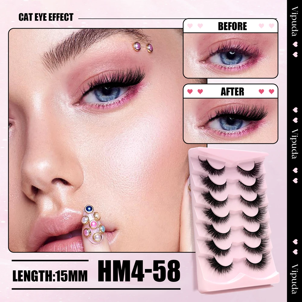 New Cat-Eye Mink Eyelash Curled Winged Natural Realistic Messy Lash Eye End Elongated Thick Soft False Lashes Bunches Extension