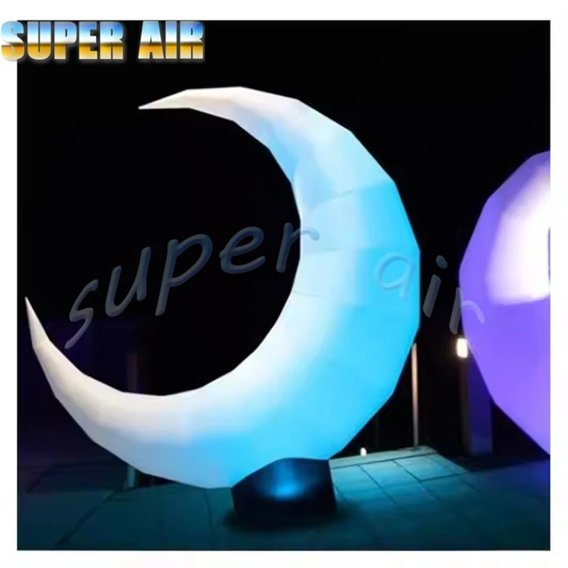 Globo inflable de pie para fiesta de Luna, iluminación led colorida, decoración de escenario, a la venta