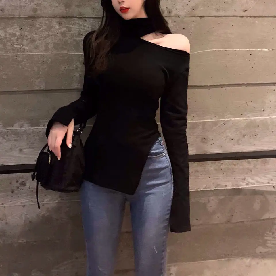 Blouse Women Autumn Winter Sexy Hollow Top Slim Fit Slit Shirts for Women Blusas Ropa De Mujer