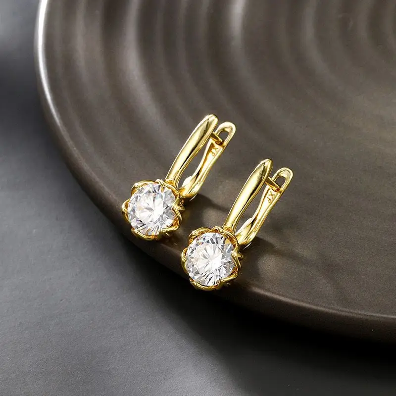 XP Jewlery--- 14 k Light Gold Plated Zircon Hoop Earrings for